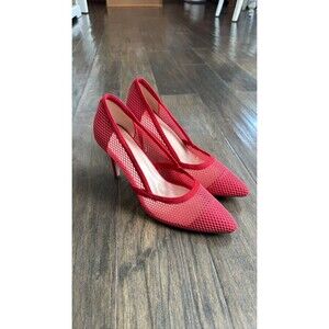 Rampage Shoes High Heels Pump Mesh Suede Pointed Toe Red Slip On Size 10
